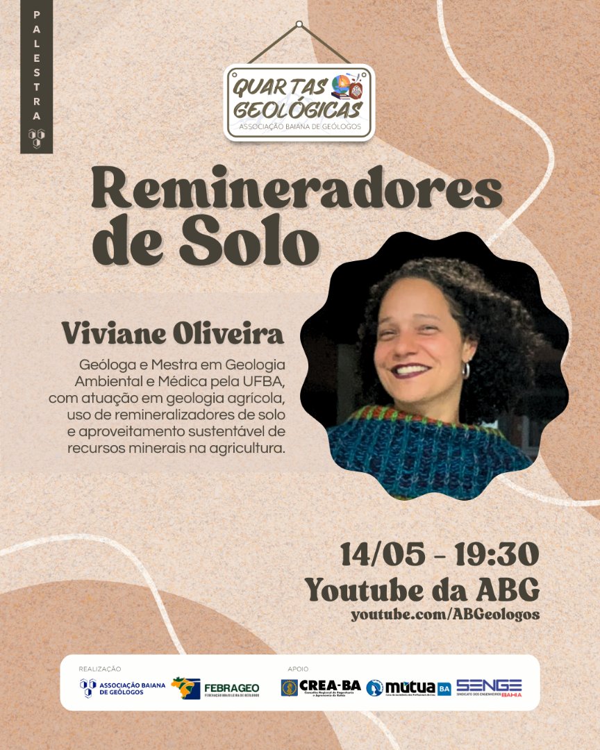 Foto que representa Remineralizadores de Solo é tema do próximo Quartas Geológicas (14/05)